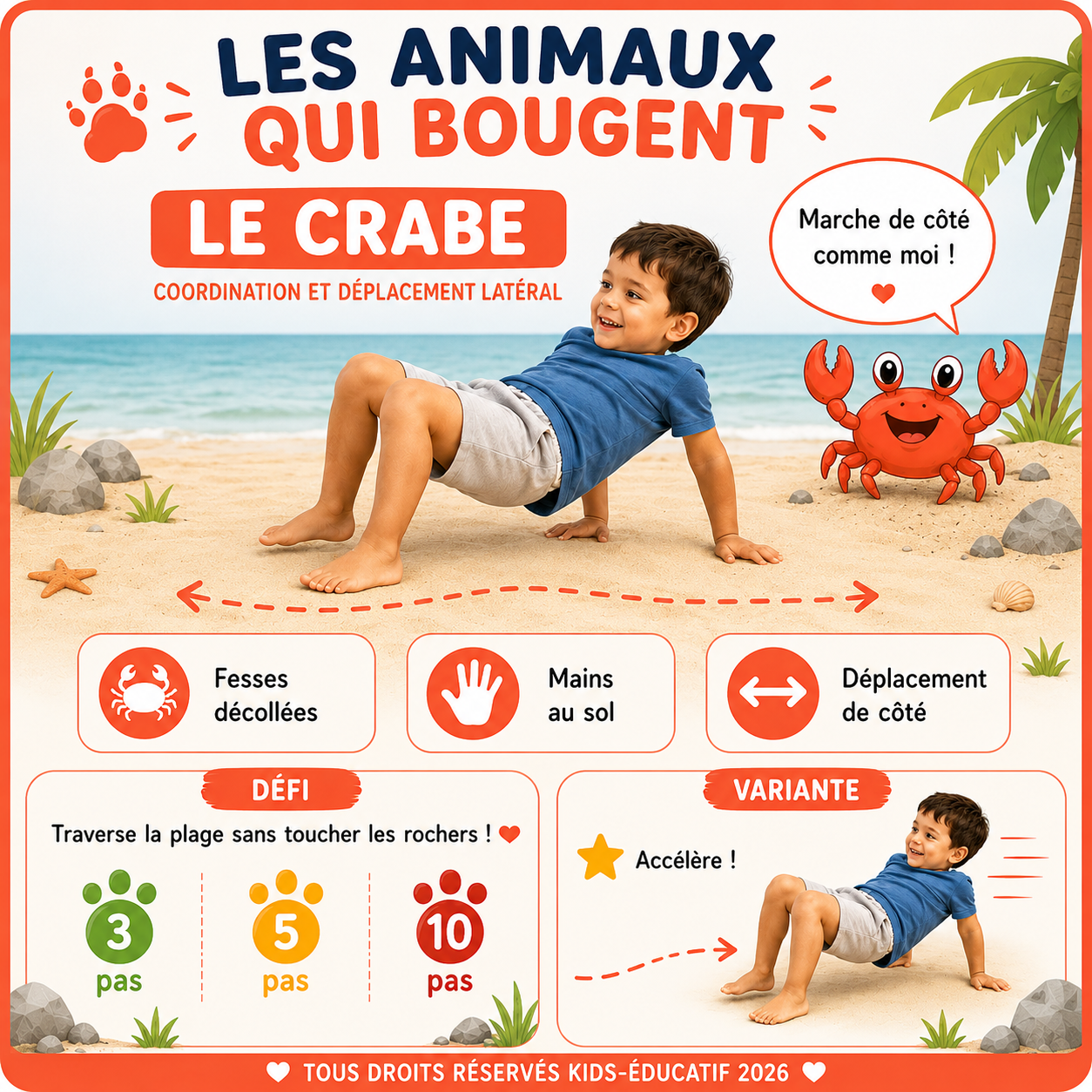 Les animaux qui bougent – 15 cartes exercices de motricité globale