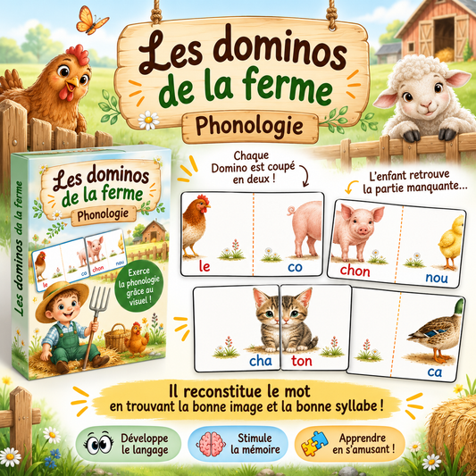 Domino Phono de la Ferme – Écriture Cursive (Grande Section)