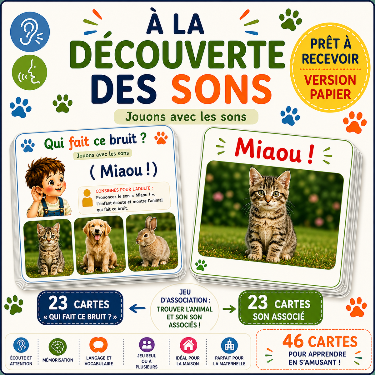 Cartes Sons & Qui Fait Ce Bruit ? - Pack Duo  dès la TPS (Cartes cartonnées)