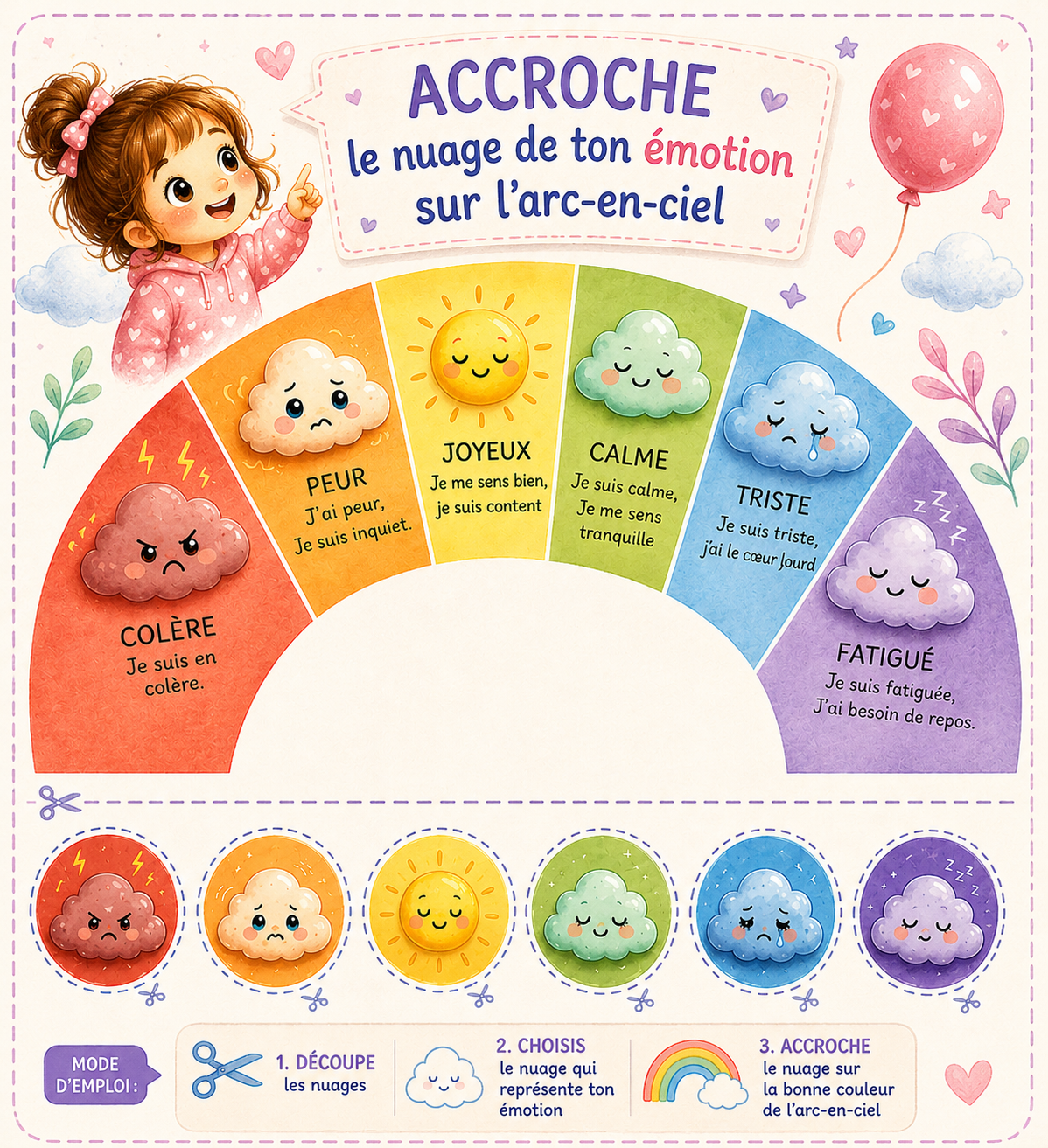 Je dompte mes émotions – 10 cartes d'astuces version FILLE (version physique)
