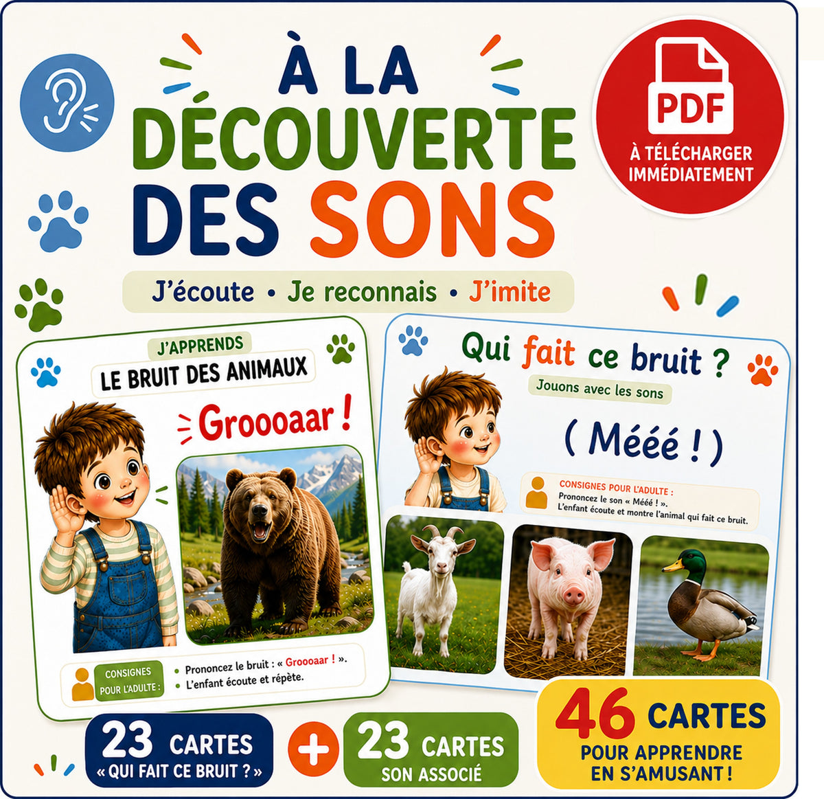 Cartes Sons & Qui Fait Ce Bruit ? - Pack Duo (PDF) dès la TPS