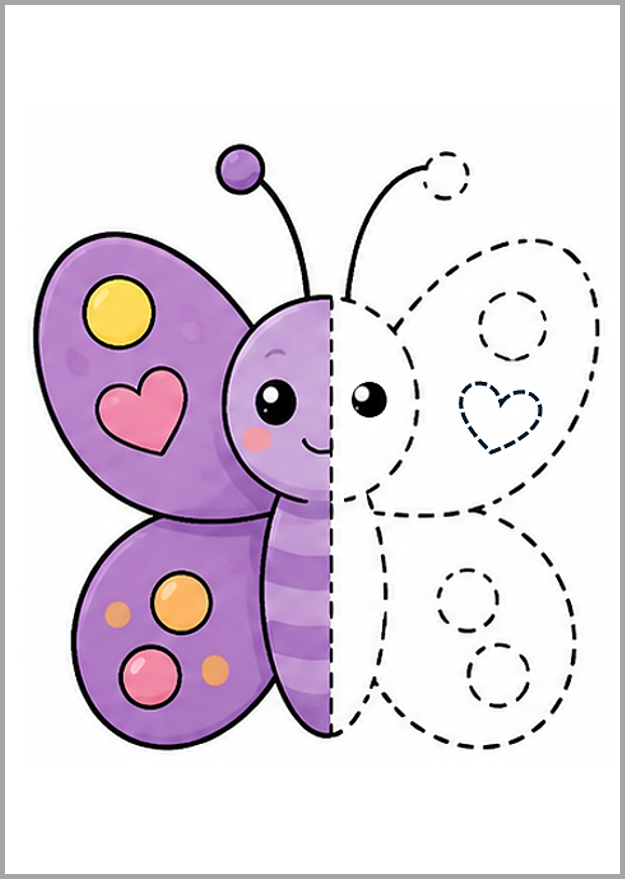 Exercice papillon à compléter et colorier