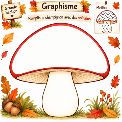 Exercice de graphisme sur les spirales pour enfants de Grande Section