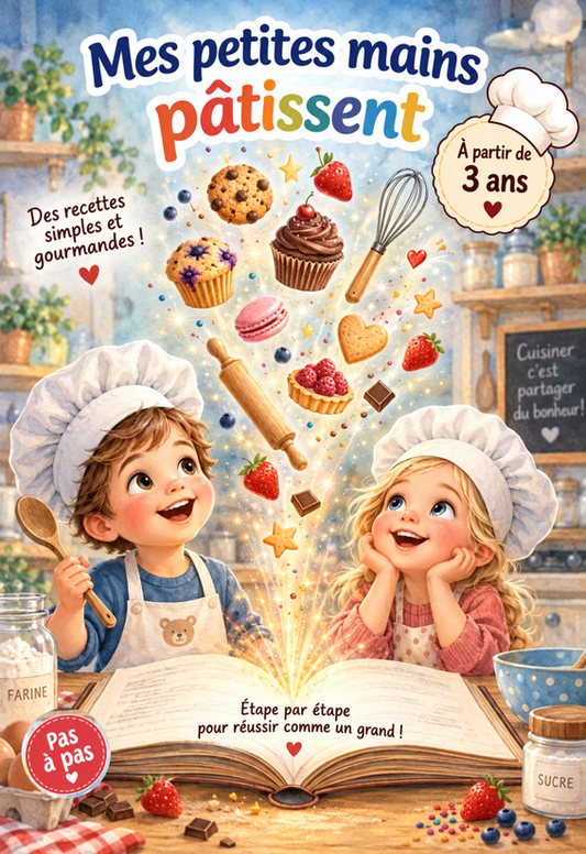 Couverture illustrée du livret de recettes pas à pas pour enfants dès 3 ans