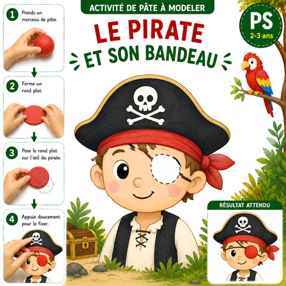 Carte PS : compléter le bandeau du pirate en pâte à modeler