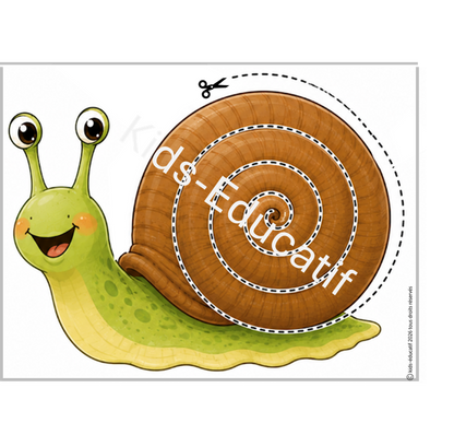 Activité de découpage d’un escargot pour enfants de maternelle