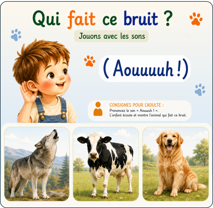 Qui fait ce bruit ? - Carte son PS Aouuuuh loup vache chien