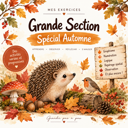 Couverture du PDF de plus de 20 exercices d’activités pour enfants de Grande Section de 5 à 6 ans