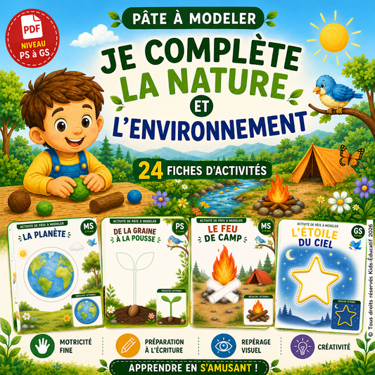 Je complète la Nature et l'Environnement - 24 fiches d'activités pâte à modeler PS à GS