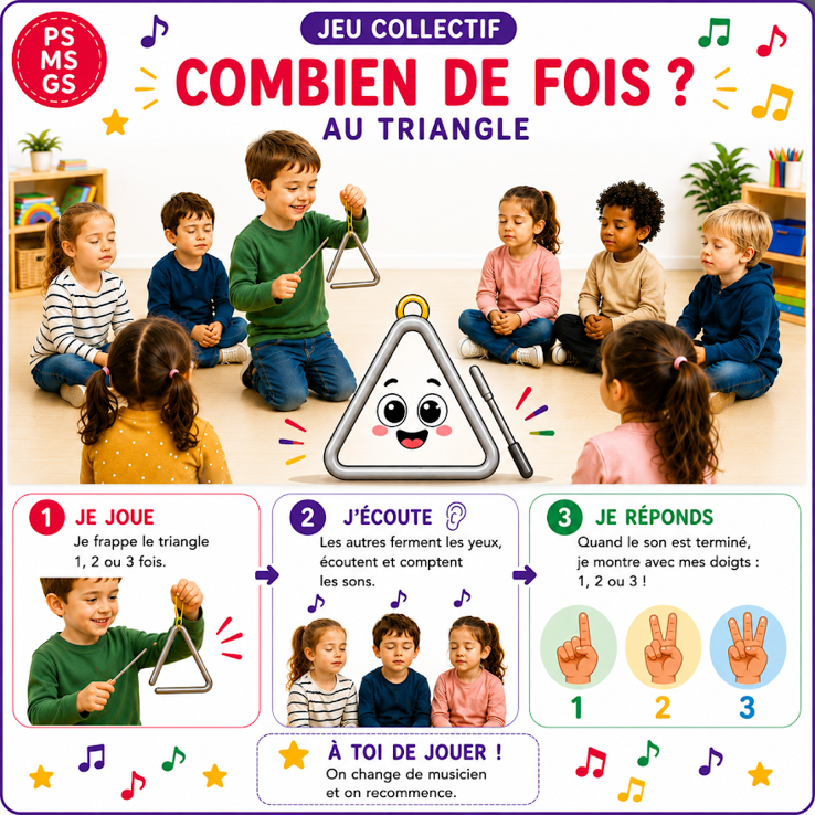 Jeu collectif - Combien de fois au triangle ? PS MS GS