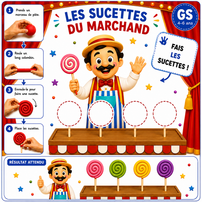 Les sucettes du marchand – Fiche pâte à modeler GS 4-6 ans