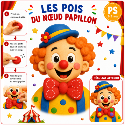 Fiche activité pâte à modeler – Les pois du nœud papillon – PS 2-3 ans