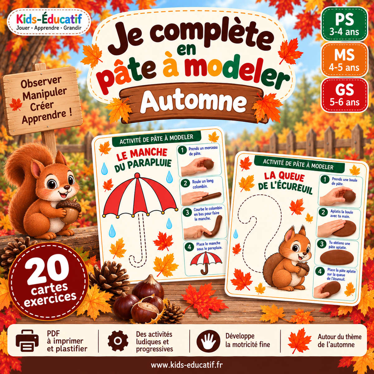 Je complète en pâte à modeler – Automne
