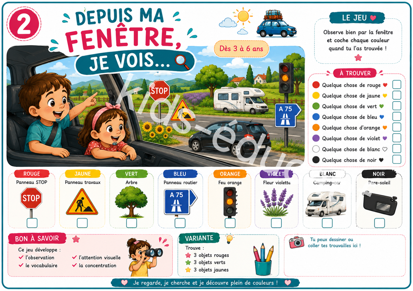 Depuis ma fenêtre… – Kit 10 fiches plastifiées + stylo effaçable