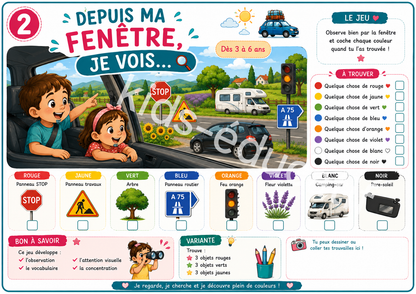 Depuis ma fenêtre… – Kit 10 fiches plastifiées + stylo effaçable
