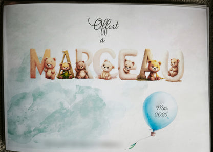 LIvret personnalisé "cadeau de Naissance jusqu'à 18 mois ,thème ourson