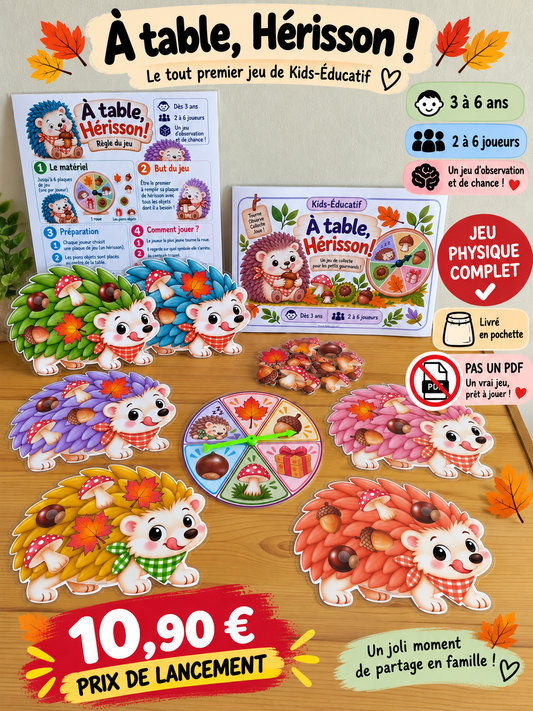 À table, Hérisson ! – Jeu éducatif physique en pochette